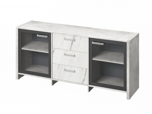 Тумба трехсекционная с 2 дверьми FI-13-02.G Хромикс белый/Мрамор Леванто белый Тумба трехсекционная с 2 дверьми FI-13-02.G Хромикс белый/Мрамор Леванто белый