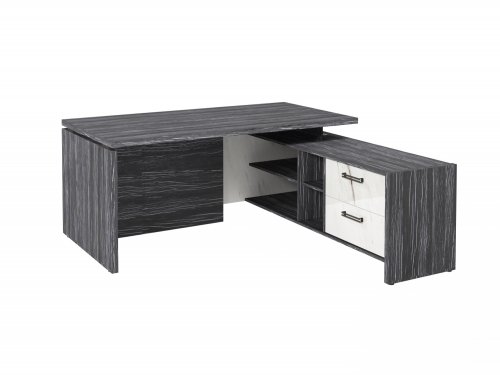 Стол с опорной тумбой FB-117R.GG Древесина Графит/ Мрамор Леванто белый Стол с опорной тумбой FB-117R.GG Древесина Графит/ Мрамор Леванто белый