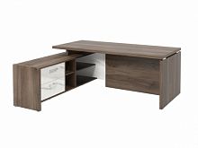 Стол с опорной тумбой FI-119L.GG Орех Пацифик Табак/Мрамор Леванто белый