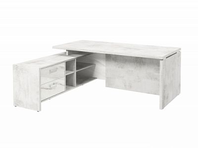 Стол с опорной тумбой FI-119L.GG Хромикс белый/Мрамор Леванто белый