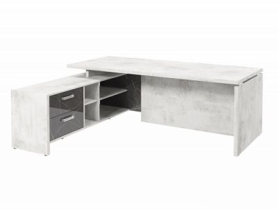 Стол с опорной тумбой FI-121L.GG Хромикс белый/Камень Пьетра Гриджиа черный