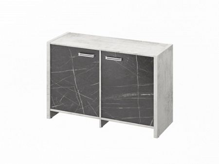 Тумба двухсекционная FI-12-02.G Хромикс белый/Камень Пьетра Гриджиа черный