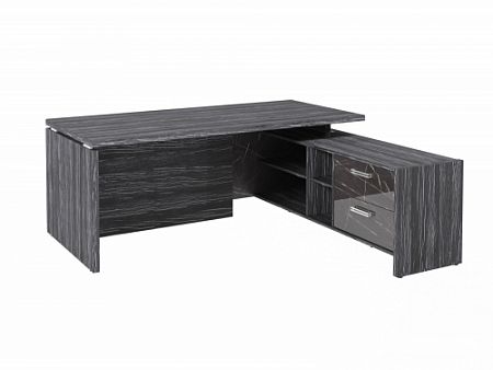 Стол с опорной тумбой FI-119R.GG Древесина Графит/Камень Пьетра Гриджиа черный