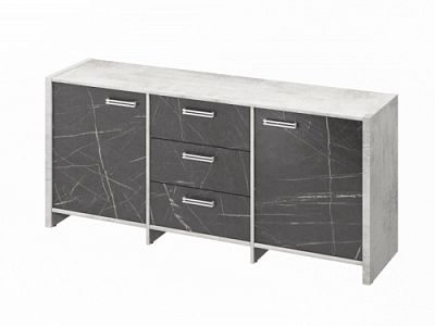 Тумба трехсекционная FI-13-01.G Хромикс белый/Камень Пьетра Гриджиа черный