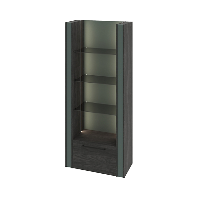 Стеллаж с подсветкой, стеклянными полками и ящиком Гринвуд G-71