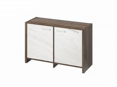 Тумба двухсекционная FI-12-02.G. Орех Пацифик Табак/Мрамор Леванто белый