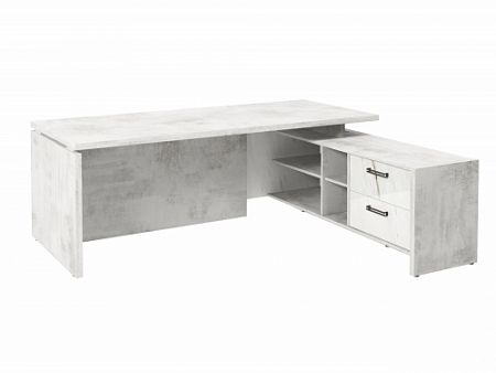 Стол с опорной тумбой FI-121R.GG Хромикс белый/Мрамор Леванто белый