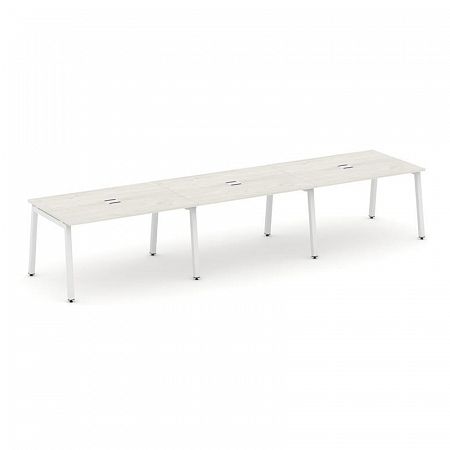 Style Project Стол переговорный SN-5A.SPRG-022 Дуб Наварра/Металл Белый 3540*980*750