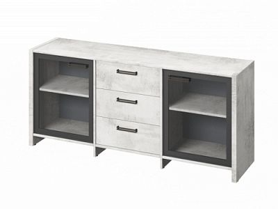 Тумба трехсекционная с 2 дверьми FB-13-02.D Хромикс белый